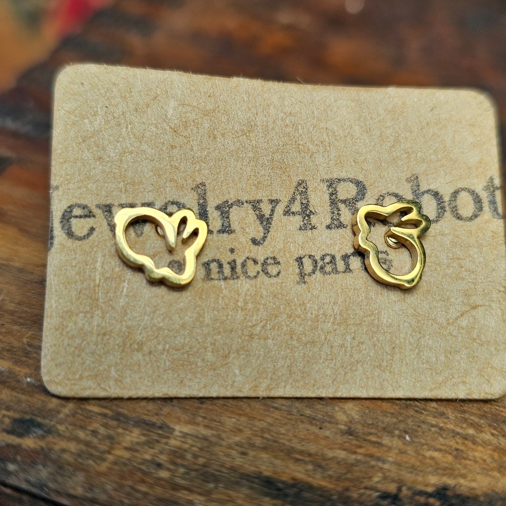 Bunny Rabbit Stainless Steel Stud Earrings Gold Tone Rabbit Animal Studs